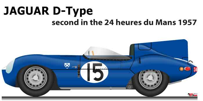 Jaguar D-Type n.15 second in the 24 Hours of Le Mans 1957