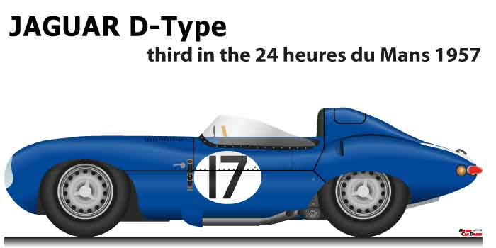 Jaguar D-Type n.17 third in the 24 Hours of Le Mans 1957