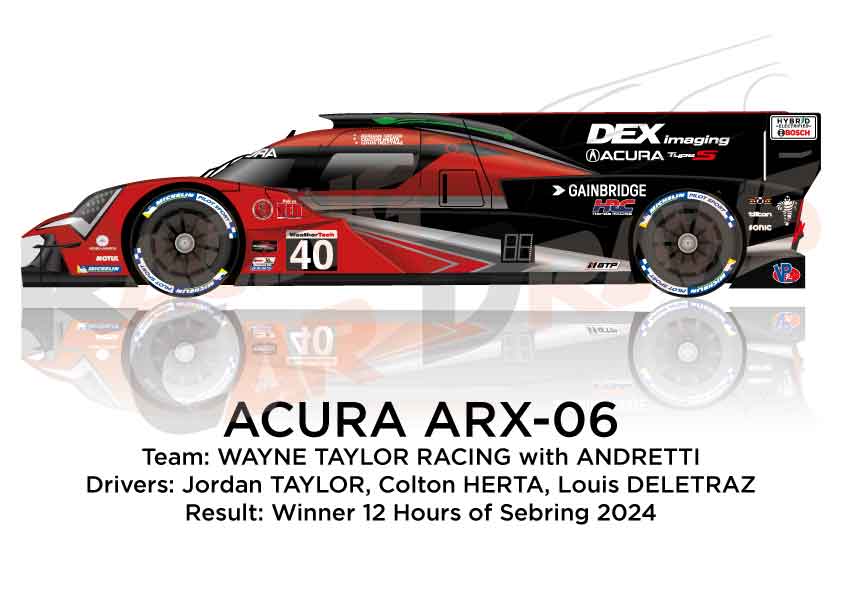 Acura ARX-06 n.40 winner the 12 hours of Sebring 2024