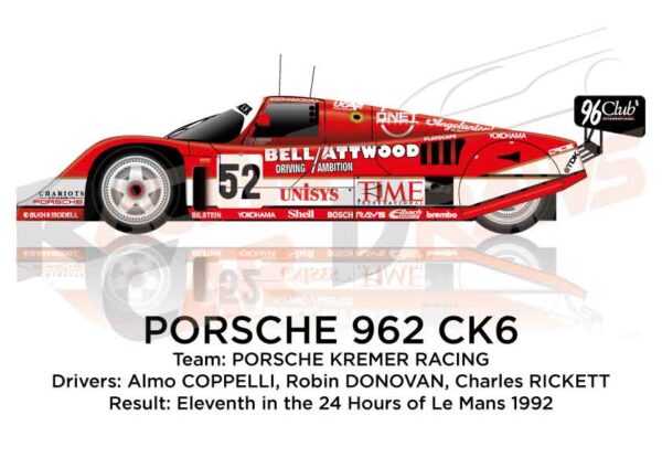 Porsche 962 CK6 n.52 eleventh in the 24 hours of Le Mans 1992