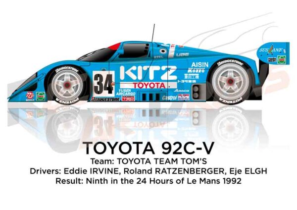 Toyota 92C-V n.34 ninth in the 24 Hours of Le Mans 1992