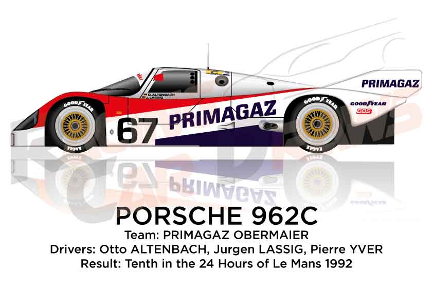 Porsche 962C n.67 tenth in the 24 hours of Le Mans 1992