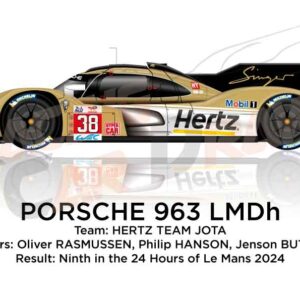 Porsche 963 LMDh n.38 ninth in the 24 Hours of Le Mans 2024