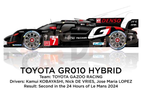 Toyota GR010 Hybrid n.7 second in the 24 Hours of Le Mans 2024