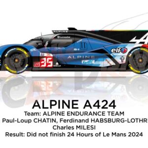 Alpine A424 n.35 did not finish in the 24 Hours of Le Mans 2024