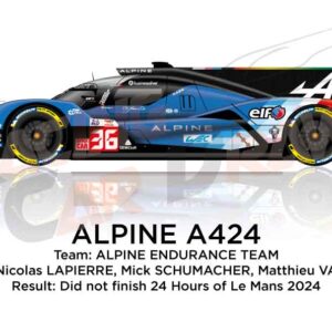 Alpine A424 n.36 did not finish in the 24 Hours of Le Mans 2024