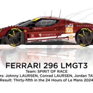 Ferrari 296 LMGT3 n.155 in the 24 Hours of Le Mans 2024