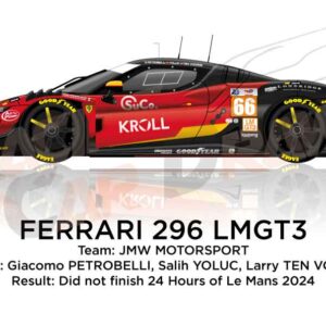 Ferrari 296 LMGT3 n.66 dnf in the 24 Hours of Le Mans 2024