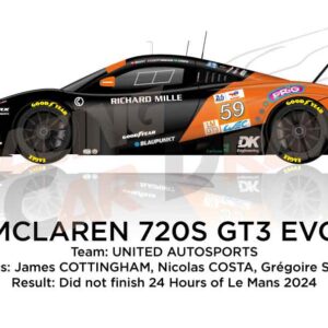 McLaren 720S GT3 Evo n.59 dnf in the 24 Hours of Le Mans 2024