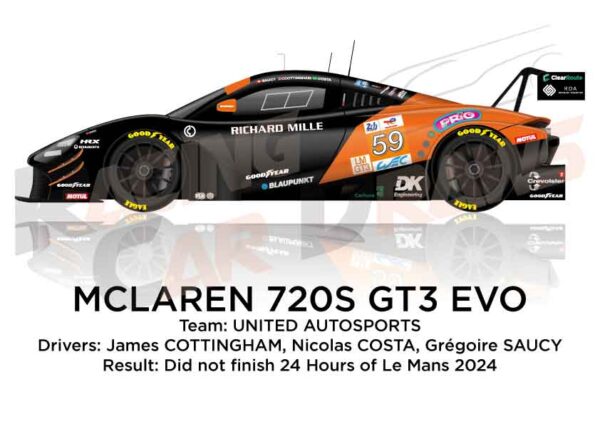 McLaren 720S GT3 Evo n.59 dnf in the 24 Hours of Le Mans 2024