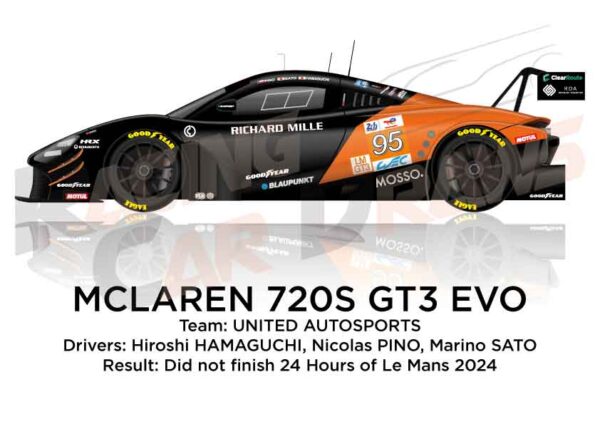 McLaren 720S GT3 Evo n.95 dnf in the 24 Hours of Le Mans 2024