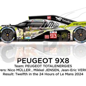 Peugeot 9X8 n.93 twelfth at the 24 Hours of Le Mans 2024