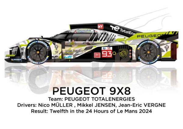 Peugeot 9X8 n.93 twelfth at the 24 Hours of Le Mans 2024