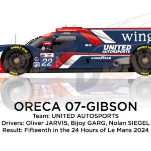 Oreca 07 - Gibson n.22 fifteenth in the 24 hours of Le Mans 2024