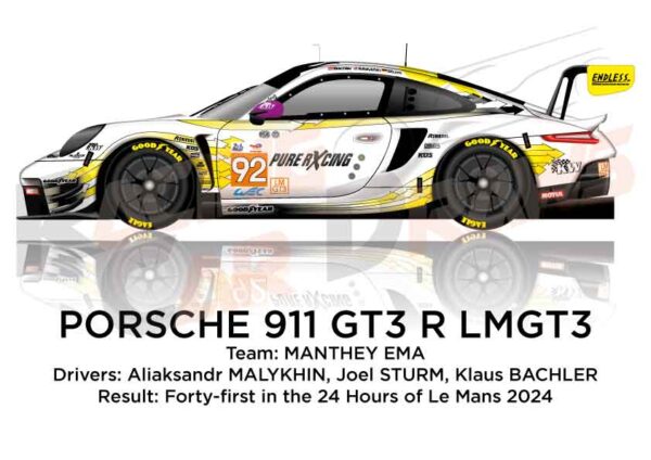 Porsche 911 R LMGT3 n.92 in 24 Hours of Le Mans 2024