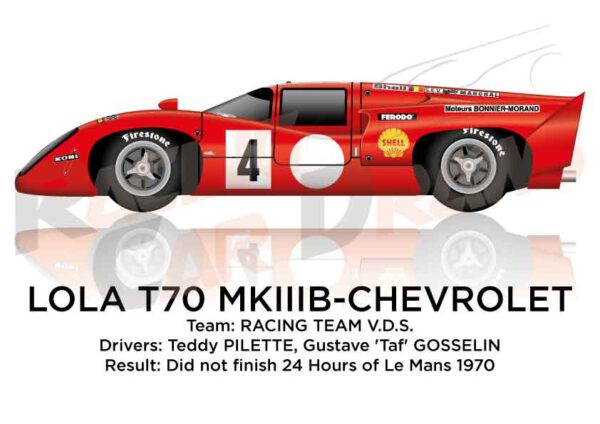 Lola T70 MKIIIB - Chevrolet n.4 24 hours of Le Mans 1970