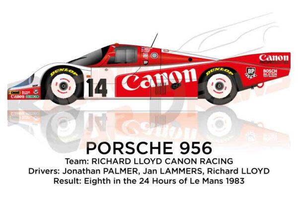 Porsche 956 n.14 eighth in the 24 Hours of Le Mans 1983