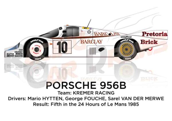 Porsche 956B n.10 fifth at the 24 Hours of Le Mans 1985