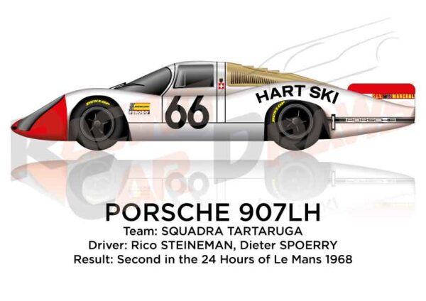 Porsche 907LH n.66 second at the 24 Hours of Le Mans of 1968