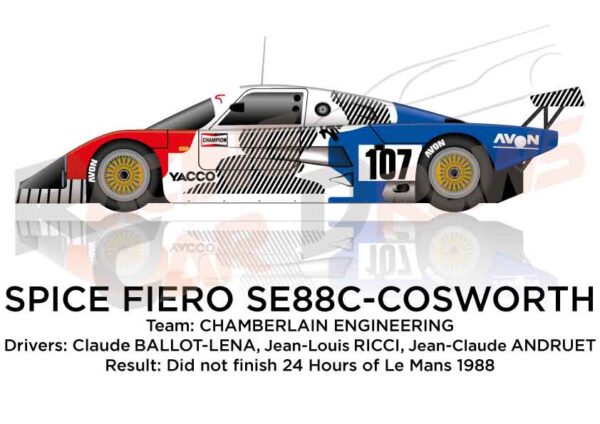 Spice Fiero SE88C - Cosworth n.107 24 hours of Le Mans 1988